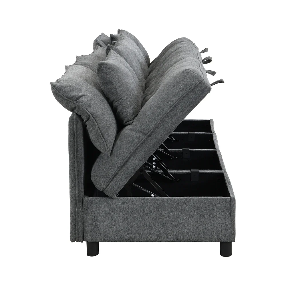 Modulares, trennbares 4-Sitzer-Sofa-Set – multifunktionales Schlafsofa, frei kombinierbar, Chenille-Bezug mit vollständiger Sitzkissen-Aufbewahrung – Detail 16