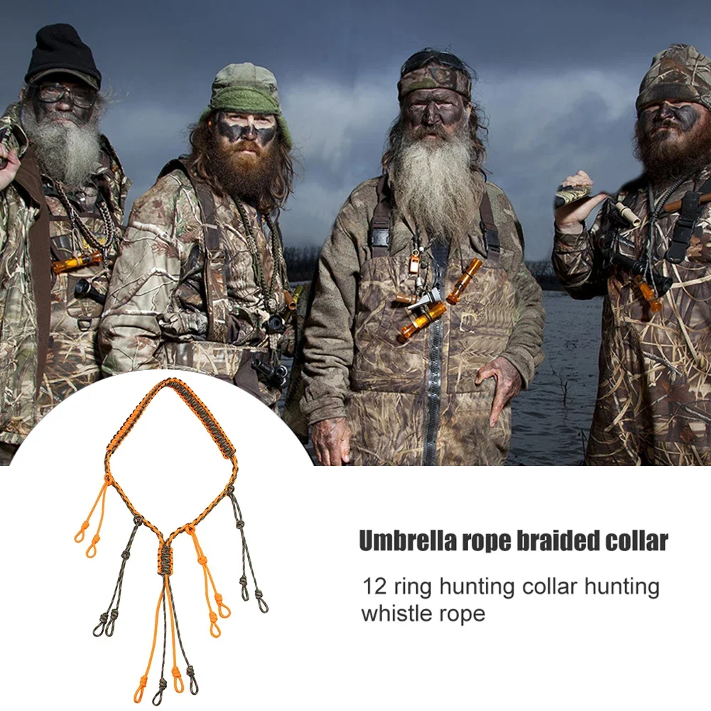 1PCS Hunting bait Rope duck call Rope Rope Hunter game adjustable 12-ring braided whistle bird collar sling hunting supplies