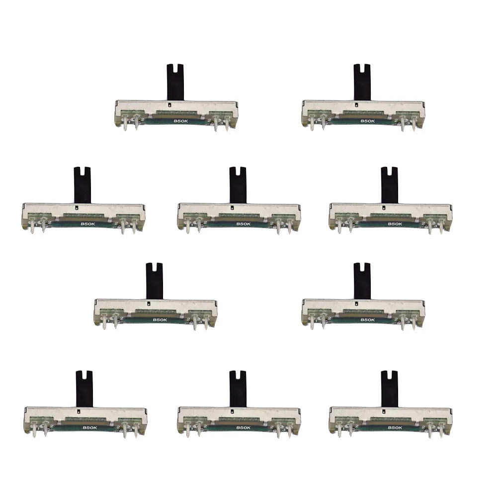 10Pcs B50k 모노 슬라이딩 전위차계 45Mm 9Mm W X 55Mm T 15Mm 핸들 높이 옴 Dj 스튜디오 믹서 디머 슬라이드