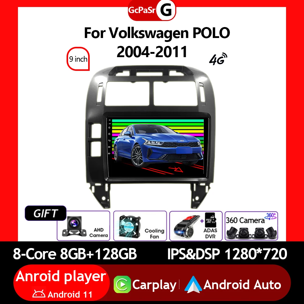 

Car Radio Video Multimedia Player For Volkswagen POLO 2004-2011 Android12 Navigation GPS Autoradio Touchscreen Carplay IPS Stero
