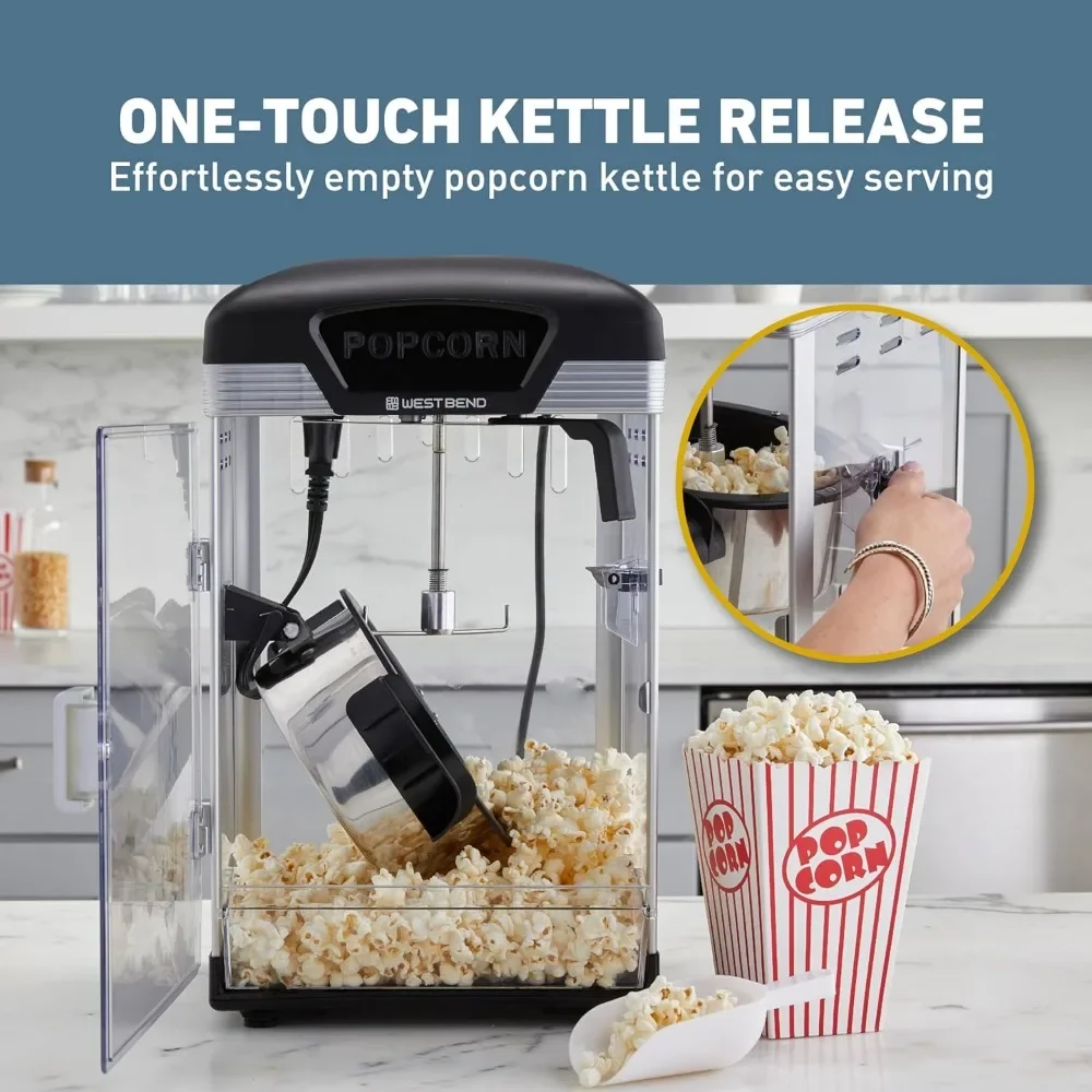 4 Qt Popcorn Machine, Polycarbonate (PC) Gourmet Popcorns Maker Machine with Nonstick Popcorn Kettle Scoop