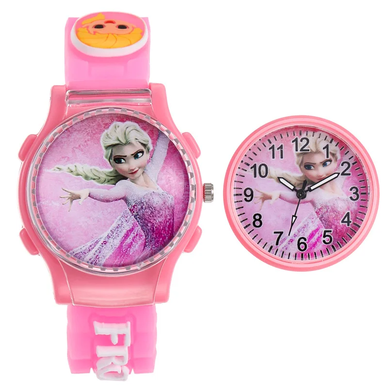 Frozen De Dibujos Animados Reloj Niñas Elsa Anna Princesa Niños Relojes  Correa De Cuero Lindo De Pulsera Regalos