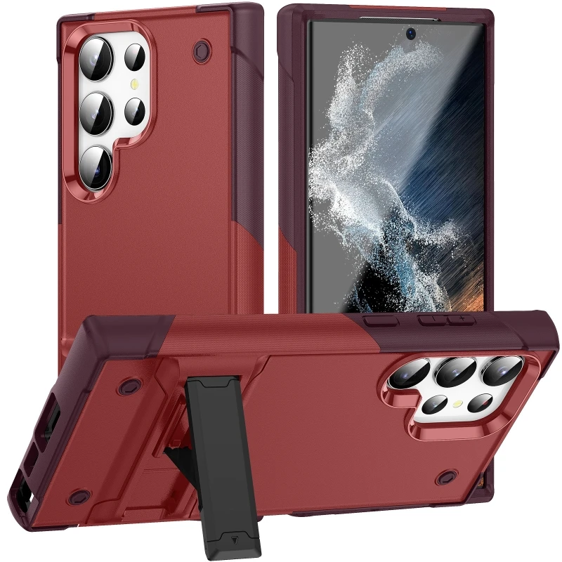 Shockproof Armor Protective Cover With Stand Phone Case For Samsung S24 S23 S22 S21 S20 Plus Ultra FE S10 4