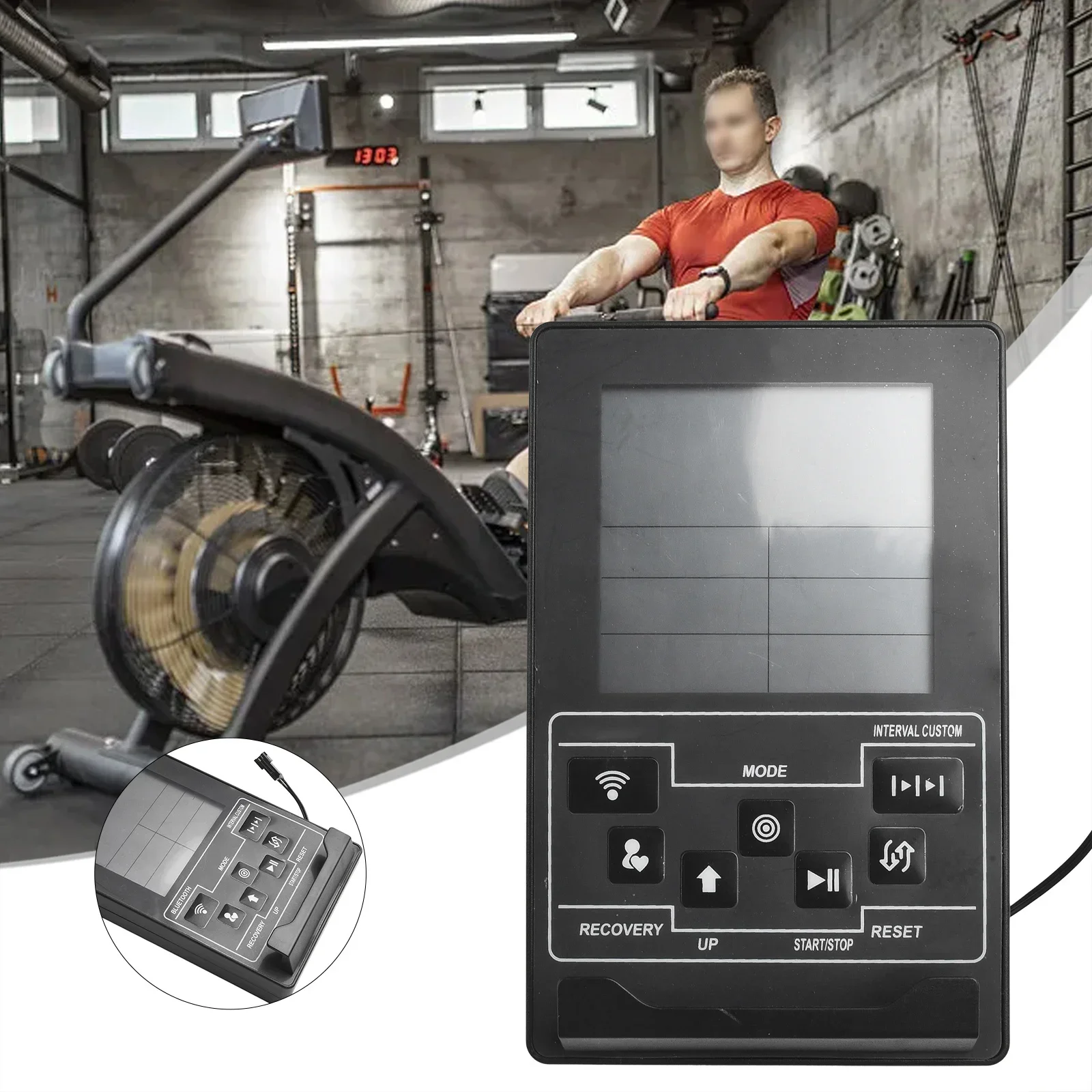 Portable Rowing Machine Meter Counter 400g Plastic 172*110*35mm Accessories Black Monitor