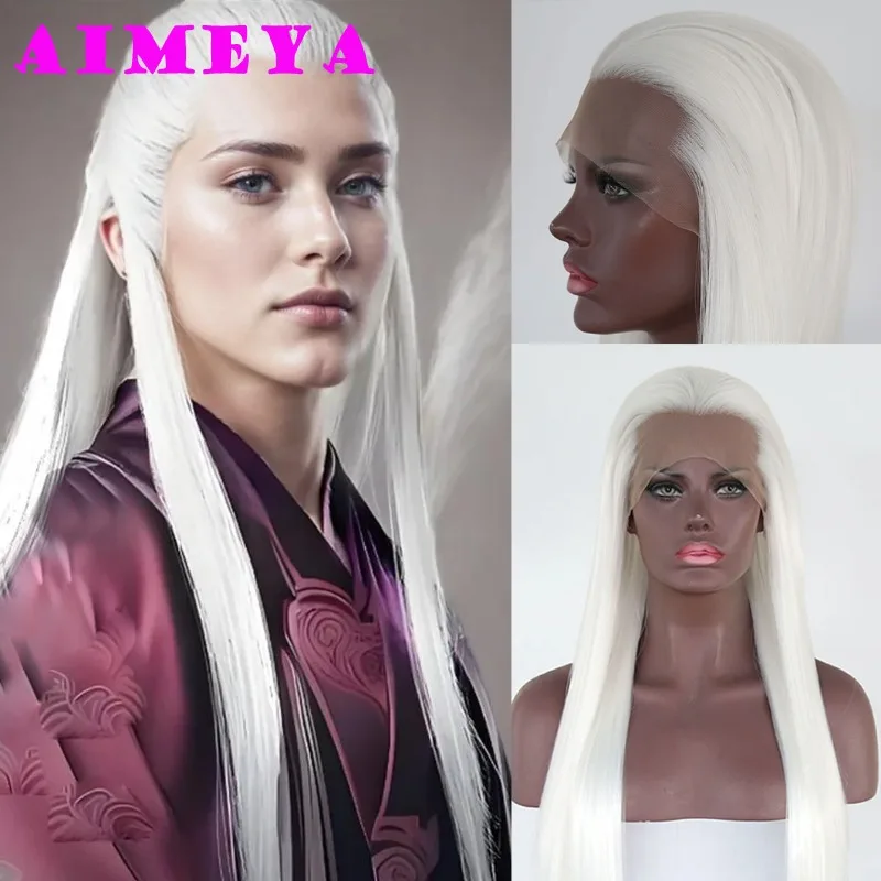 NeZha AoGuang Cosplay Wig Widow's Peak Synthetic Lace Front Wig Long Silky Straight Lace Wigs Asian Ancient Costumes AIMEYA
