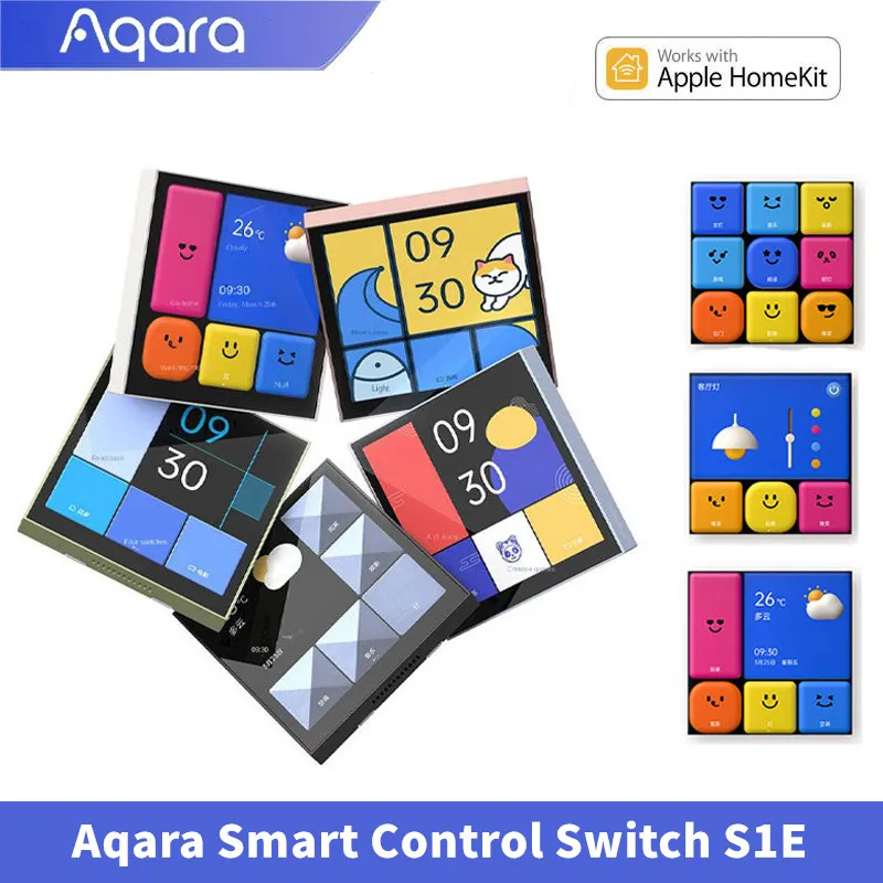 Aqara 스마트 컨트롤 스위치, S1E 터치, 4 인치 풀 LED 타이머, 캘린더, 전력 통계 장면 설정, 홈킷 아카라 앱용 리모컨