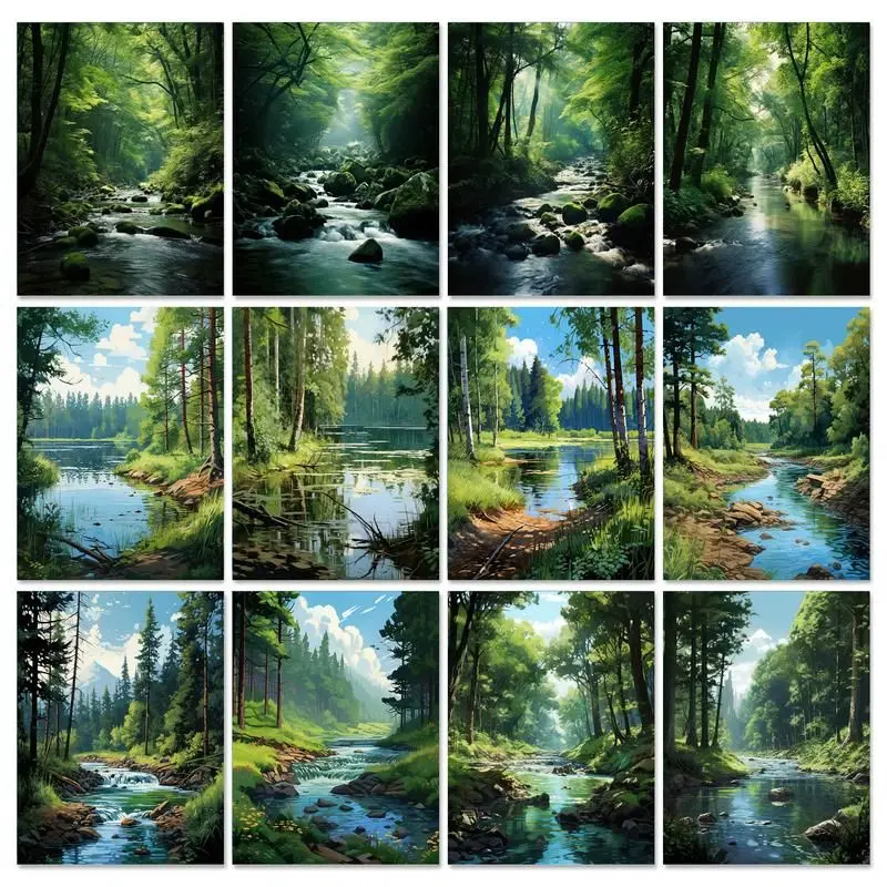 GATYZTORY-Scenery-Paint-By-Numbers-Kits-Forest-Drawing-Coloring-By ...