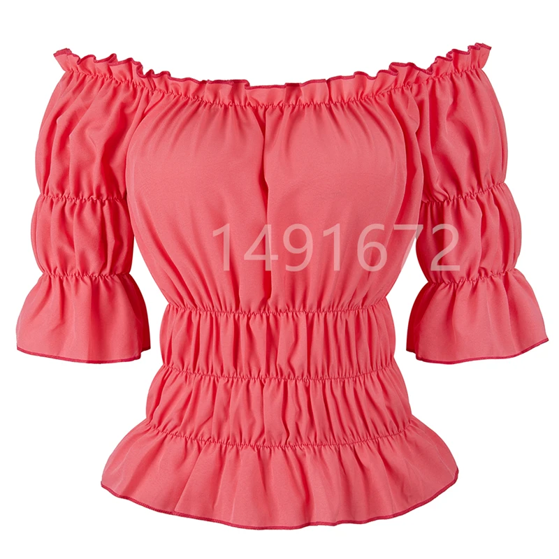 Camisa Medieval renacentista para mujer, camisa victoriana gótica