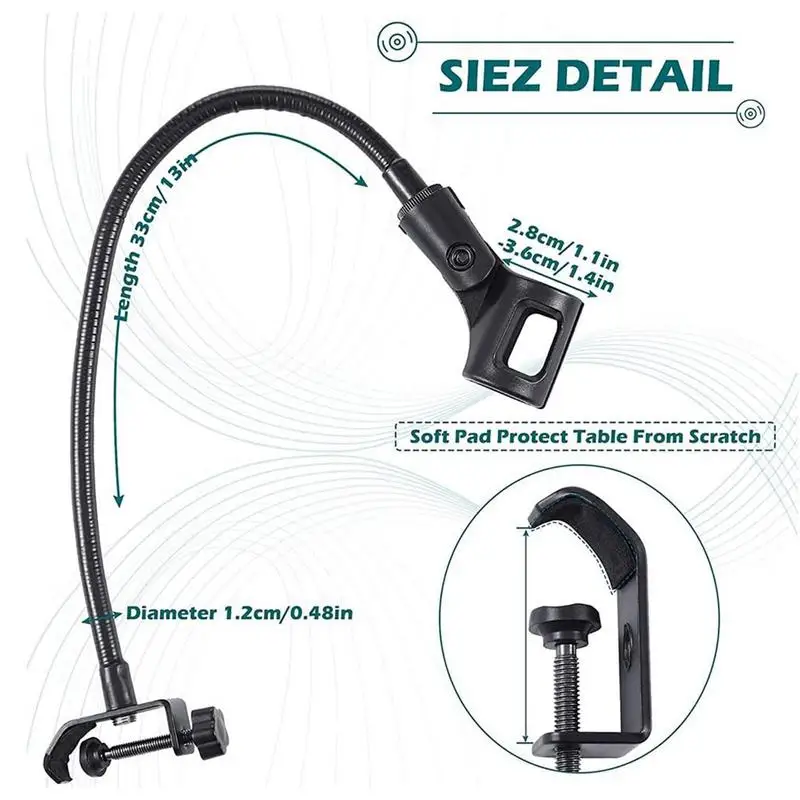 Flexible Mic Stand Universal Hose Shelves 360 degree Adjustable angle