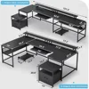 U Shaped Desk, Reversible L Shaped, Home Office, File Drawer, Power Outlet, 101.5" Computer Desk, Two Person, Monitor Shelf 2