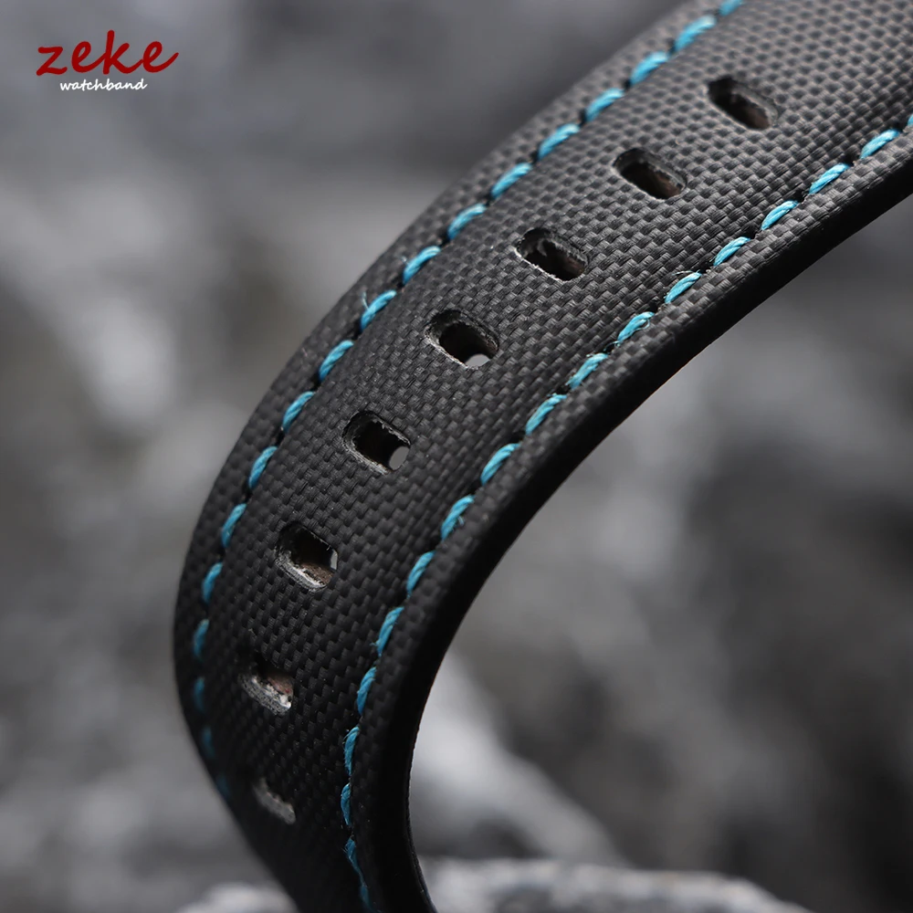Genuine Black Sailcloth Waterproof Watch Band - Soft Nylon Sports Strap