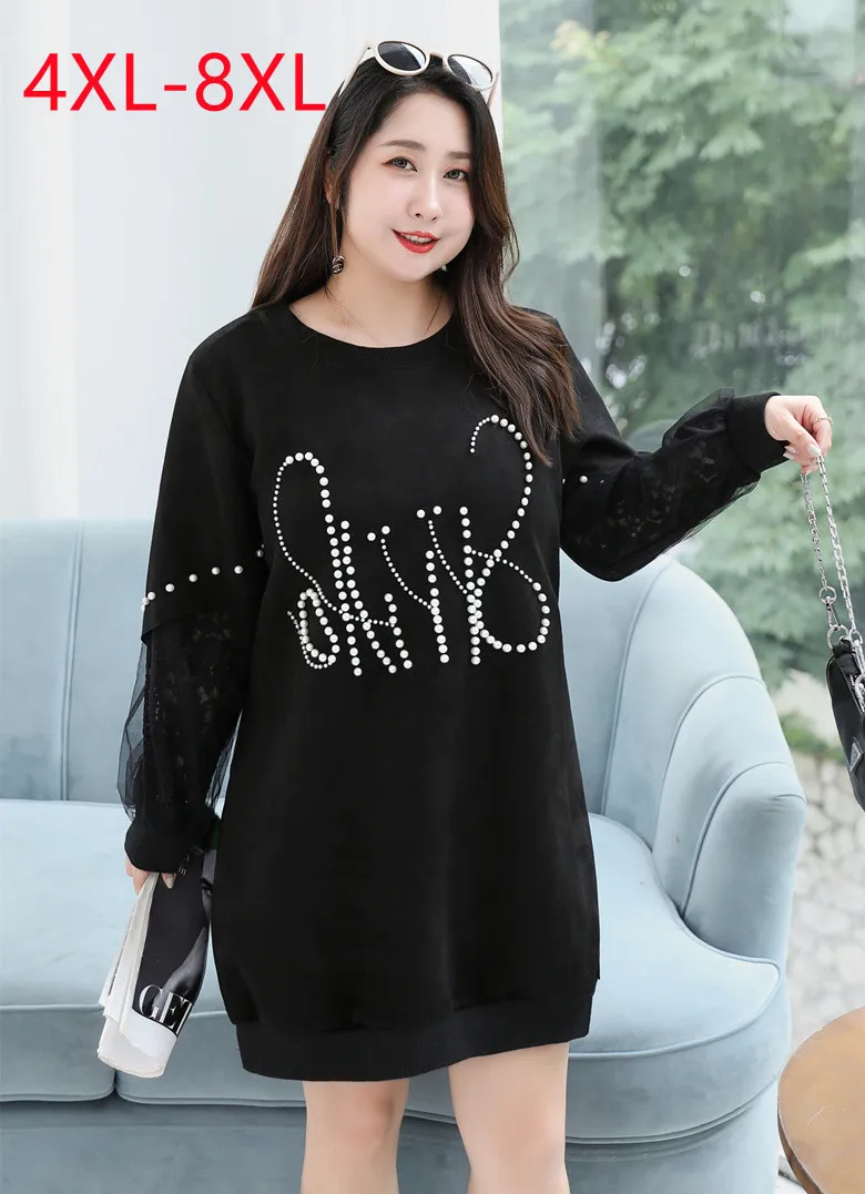 new-2022-ladies-spring-autumn-plus-size-tops-for-women-large-size-long-sleeve-o-neck-lace-black-coat-4xl-5xl-6xl-7xl-8xl