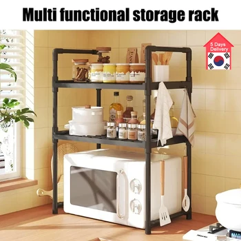 Kitchen Elevated Design Seasoning Rack Microwave Storage RackBilayer Oven Modern Minimalism Kitchen Accessories Organizer 1