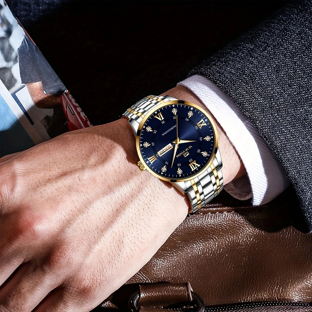 Top Brand Men Watch Stainless Steel Top Quailty Luxury Push