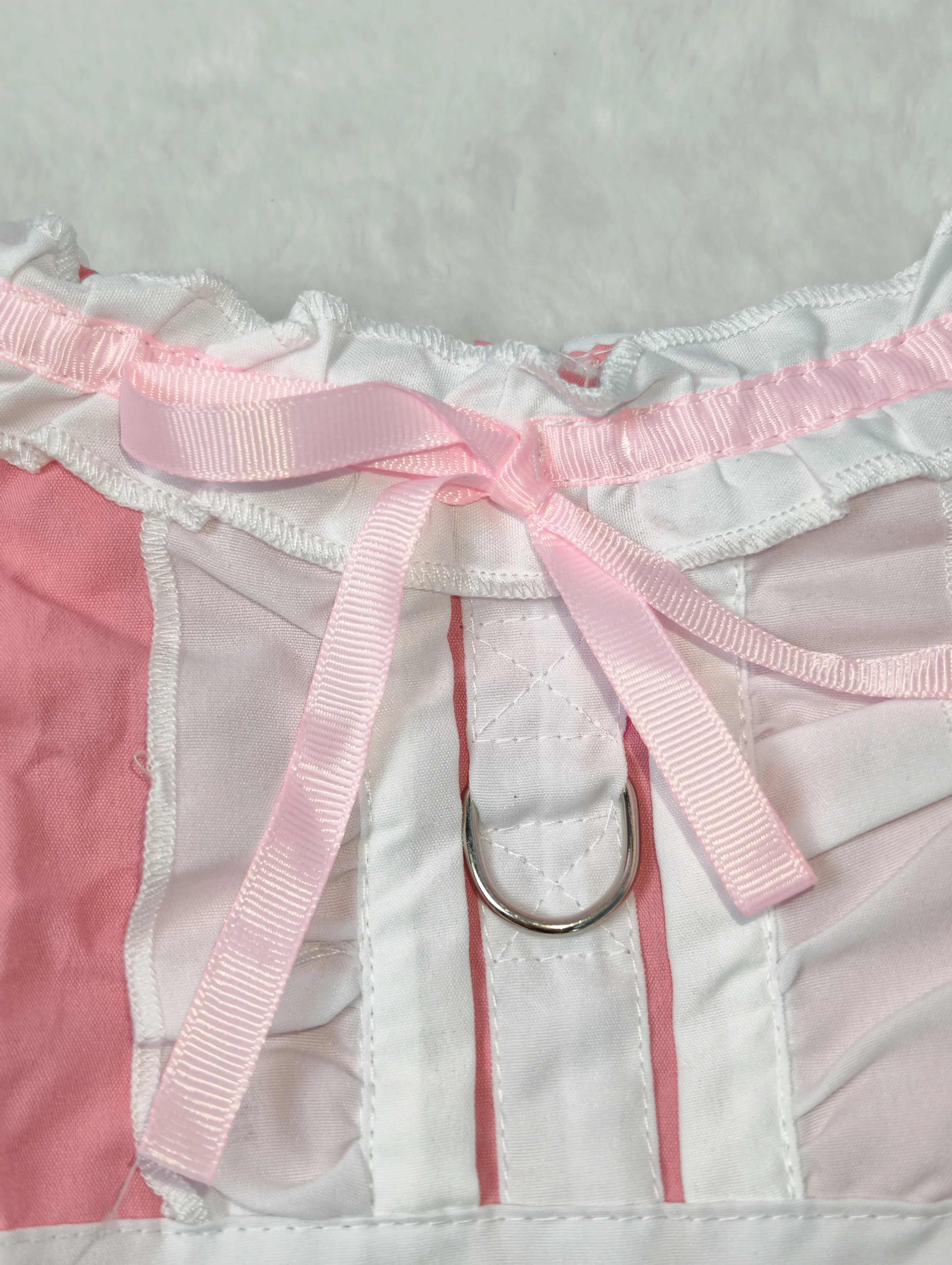 귀여운 애완동물 핑크 메이드 의상, 곰 장식 리본 칼라가 있는 프릴 스커트, 소형견/고양이 의류, 데일리 사진 촬영/파티 드레스