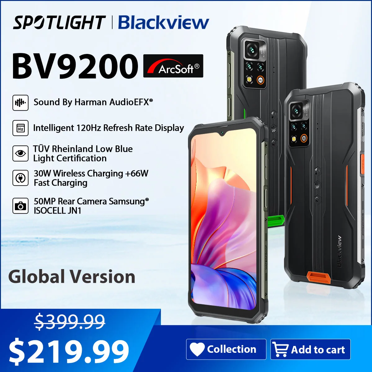 ワールドプレミア】ブラックビューbv9200スマートフォン、携帯電話、Android 12携帯電話、8GB  256GB、66W急速充電、g96、120hz AliExpress