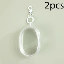 Jewelry Organizer Transparent Storage Box with Keychain and Cute Doll (White 2pcs)