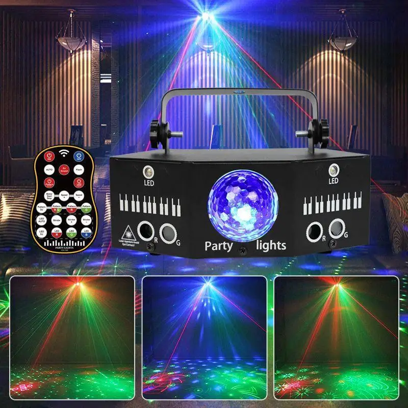 

Magic Ball LED Party Light Three Major Voice Controls Laser Projector Lamp RGB Stroboscopes Decorations Disco Lights For Home DJ