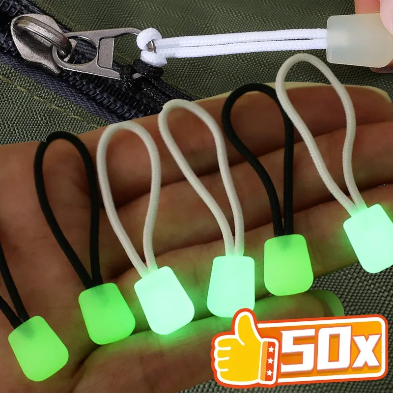 Luminous Zipper Pull Rope 1/20PCS Glow in The Dark Zipper Head Anti-lost Backpack Clothes Jackets Slider Head Sewing Repair Kits