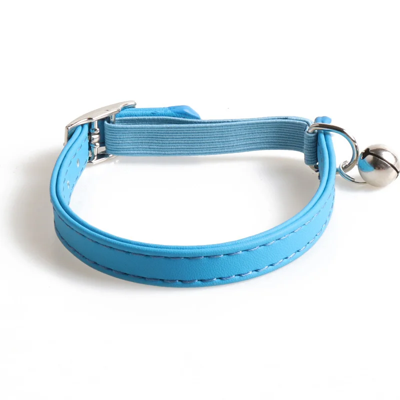 Macaron Color Cute Pet Cat Collar, Elastic Webbing Cat Collar Adjustable PU Color Small Collar with Bells for Puppies and Cats 6