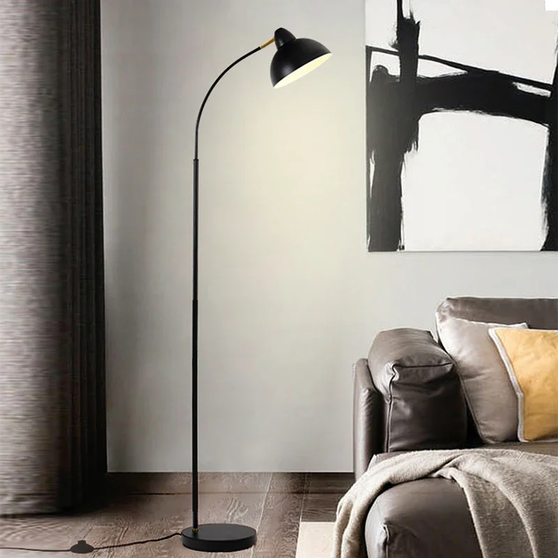 

Minimalist American style metal LED floor lamp with replaceable light bulb, Nordic hall bedroom floor lamp