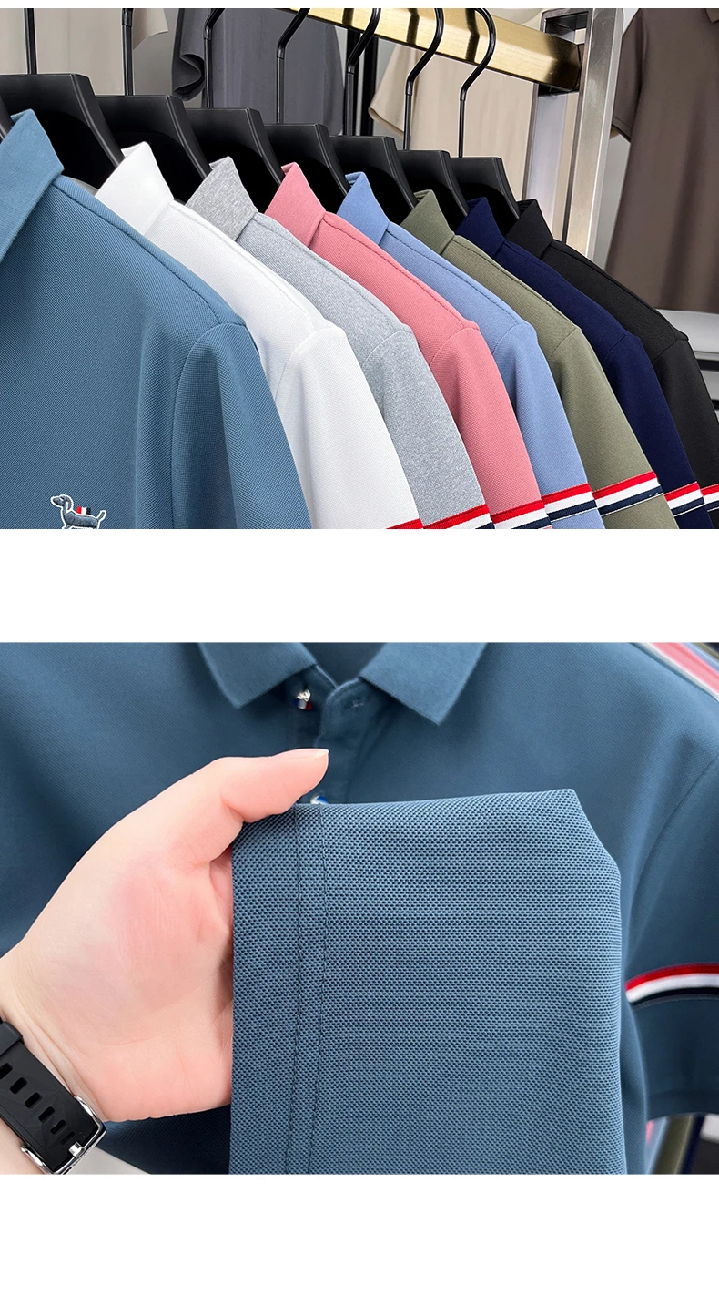Fashion puppy embroidery men's short sleeve polo shirt luxury brand striped decoration summer breathable business casual T-shirt 39 S5f2f6d1d34a046c7b34f7c6360dc1e7eE