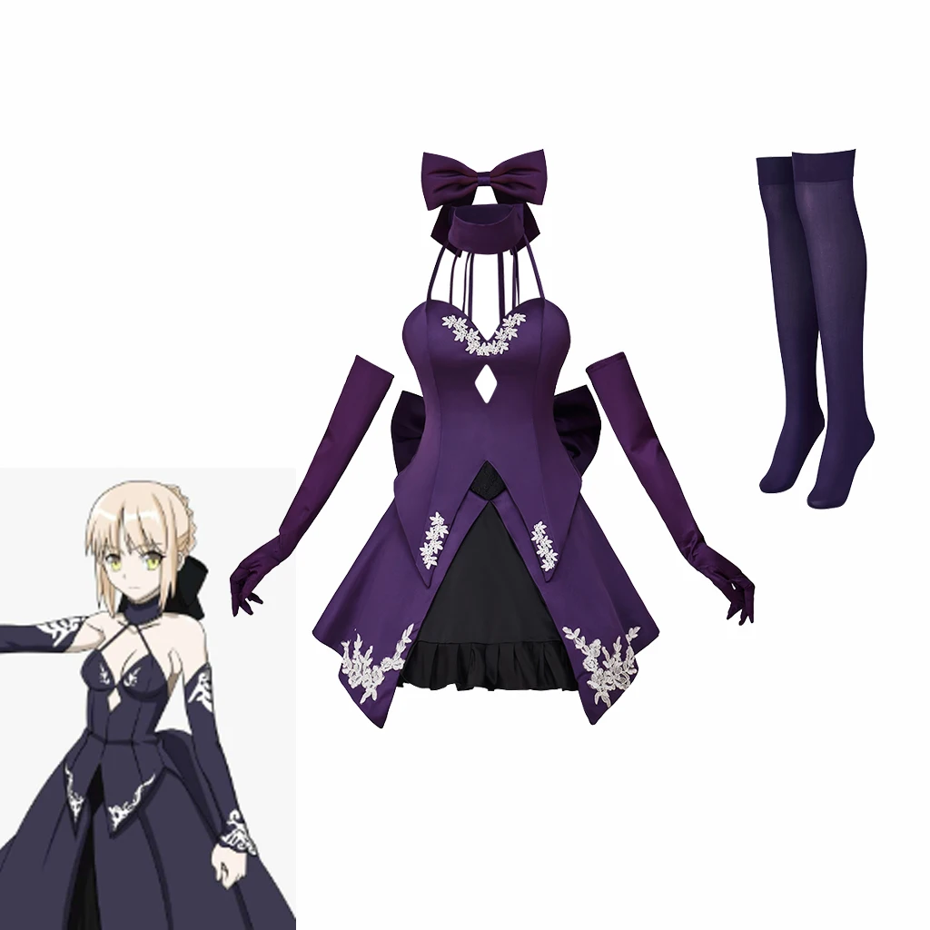

Fate Saber Alter Cosplay Costume Sexy Halter Dress Accessories Halloween Christmas Carnival Party Suit