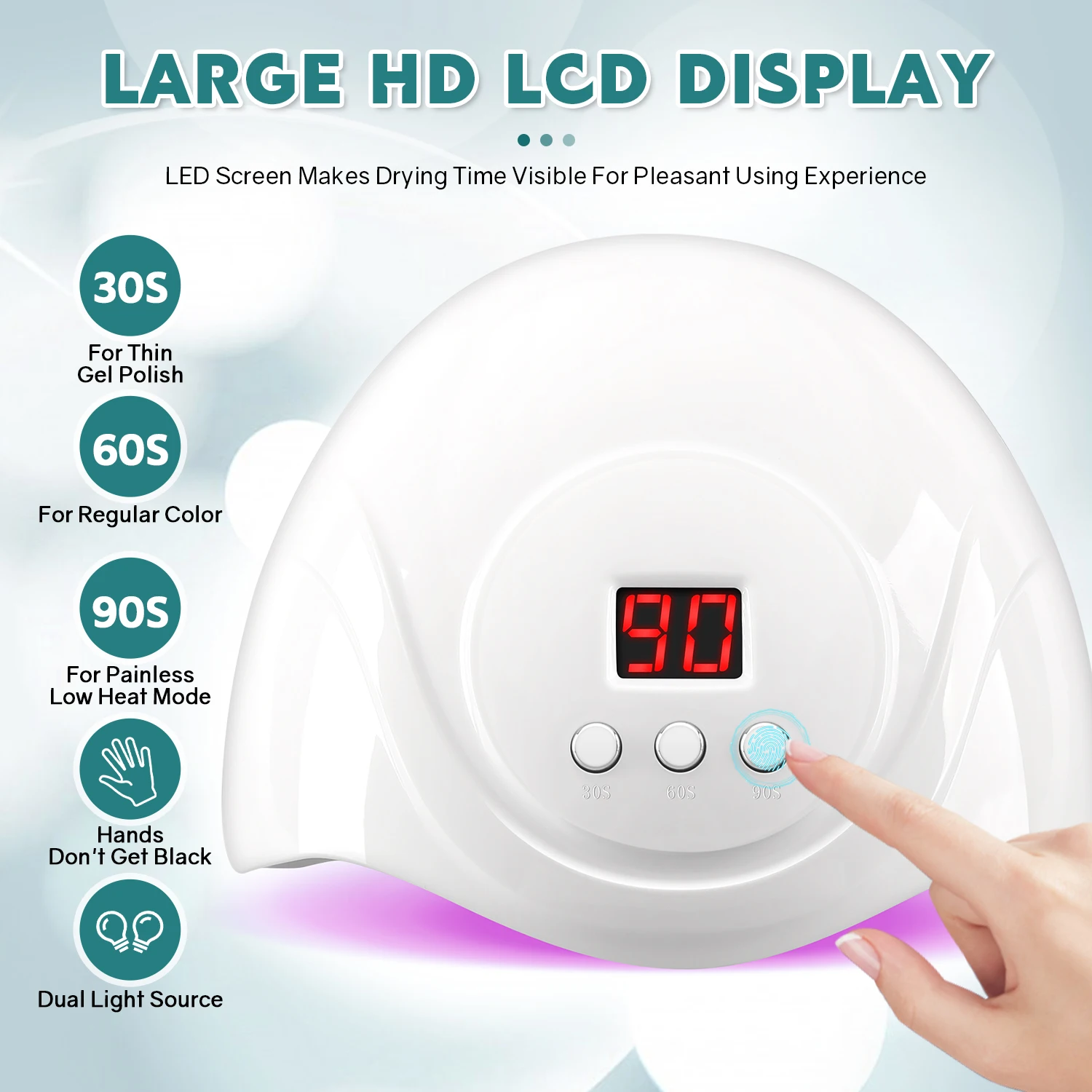 72W UV Nail Lamp Professional 24 LEDs Nail Dryer with 3 Timer Settings Quick-drying Manicure Lamp for Curing All Nails Gel 2
