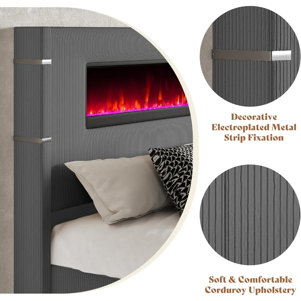 King Wingback Bed with Fireplace 5