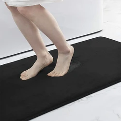 Luxurious Non - slip Memory Foam Bathroom Mat - Ultra Absorbent Soft Bath Rug and Stylish Decor - 80x120cm (Black)