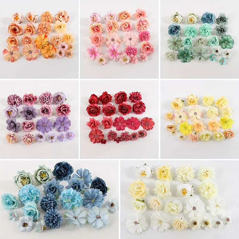 Artificial Flower 20Pcs Multicolor Silk Artificial Daisy Flowers For Valentine's Day Home Decor Wedding Party Wreaths DIY Crafts Wall Accessory
