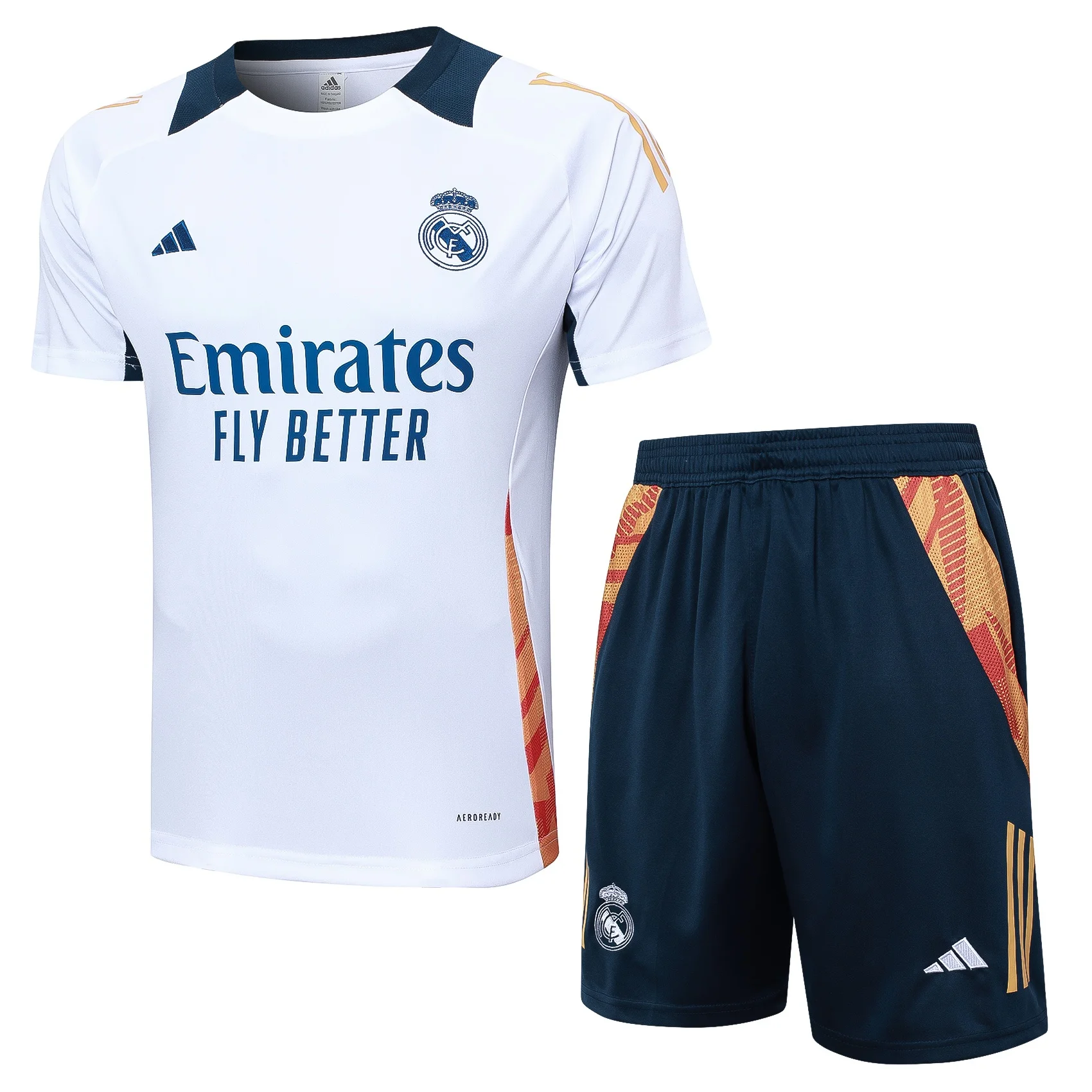 Adidas Soccer Jerseys Men Short-sleeved and Above-the-knee Shorts Polyester Comfortable Trendy Training Suit Beige White