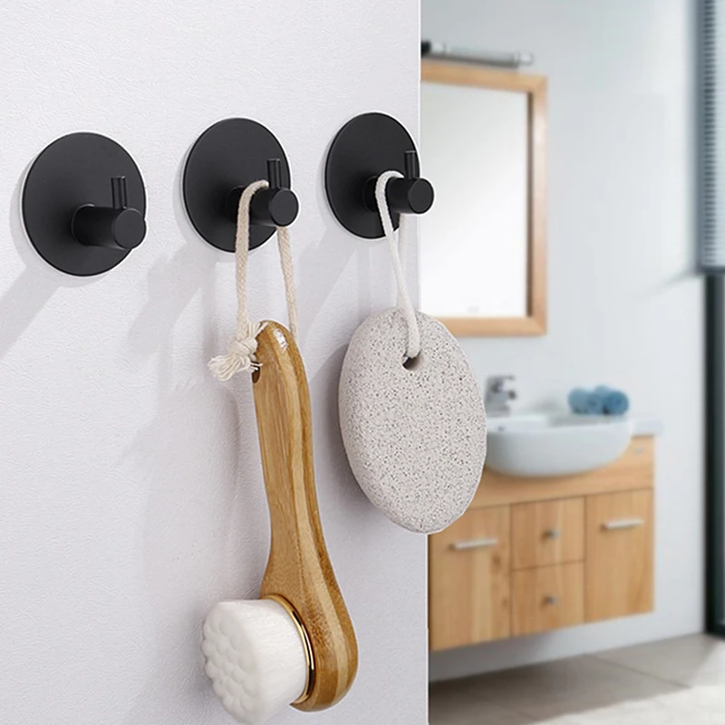 Stainless Steel Self Adhesive Wall Coat Rack Towel Hooks Key