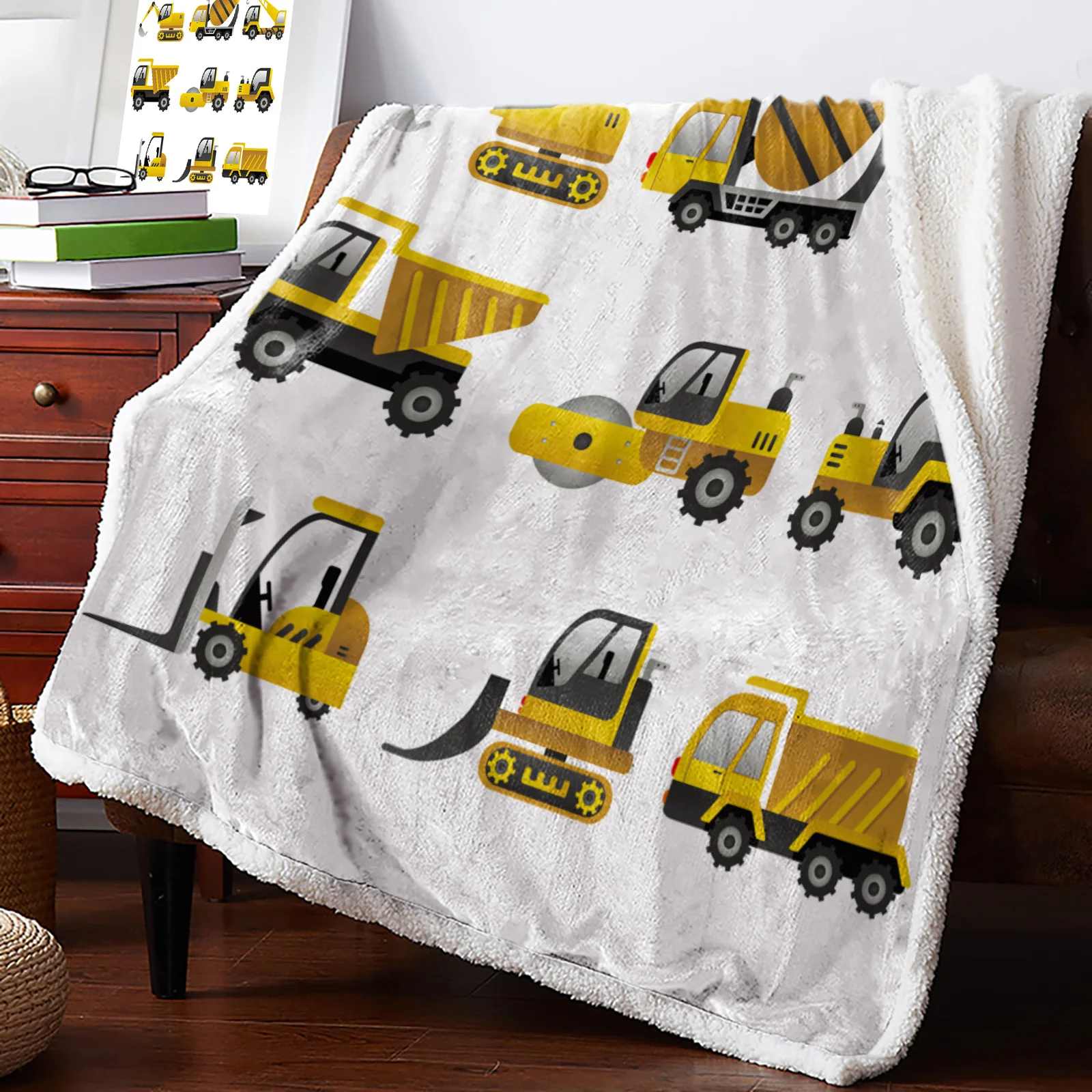 Civil Engineering Construction Truck Transport Fleece Blanket Kid Throw