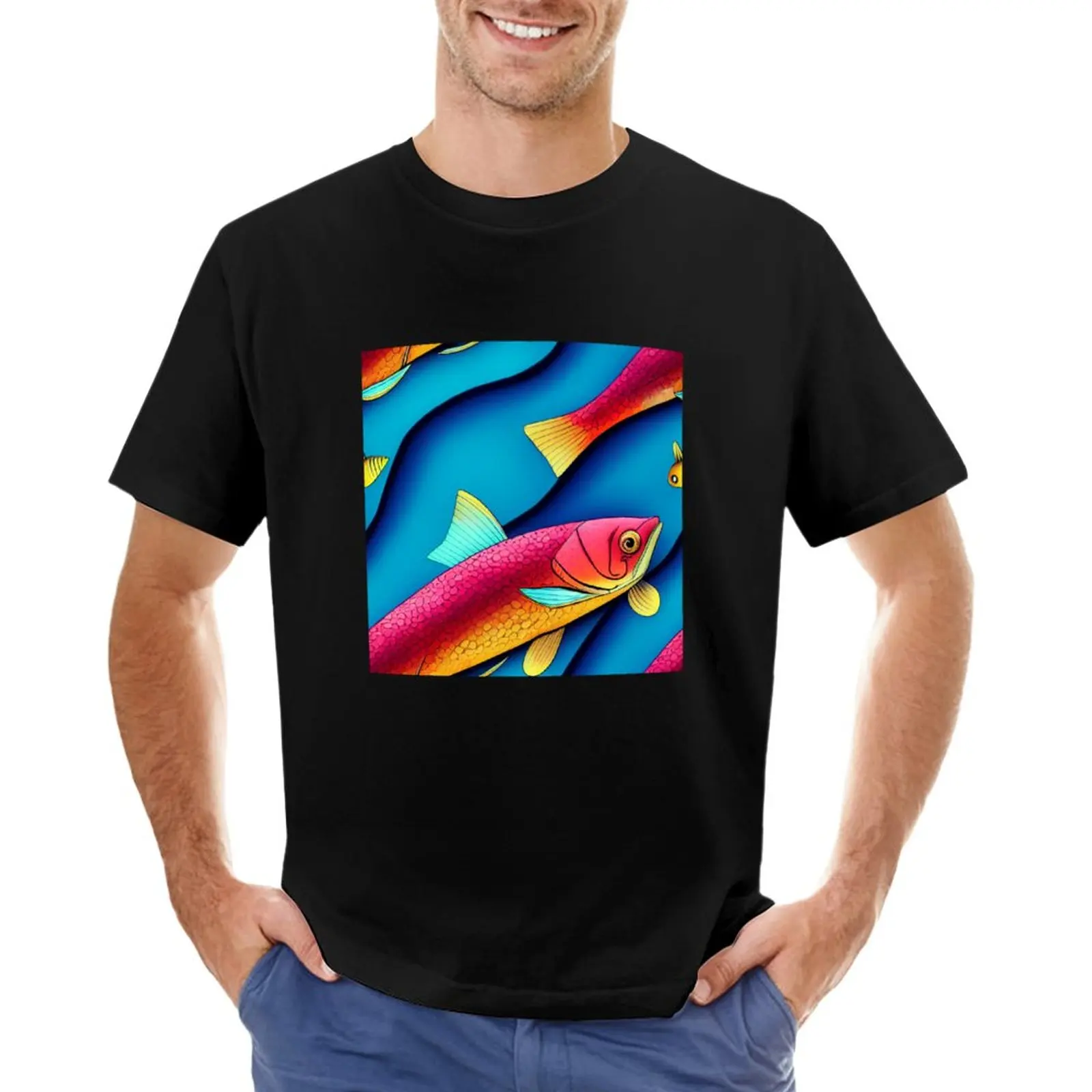 

fishes pattern T-Shirt black t shirts men graphic t shirts
