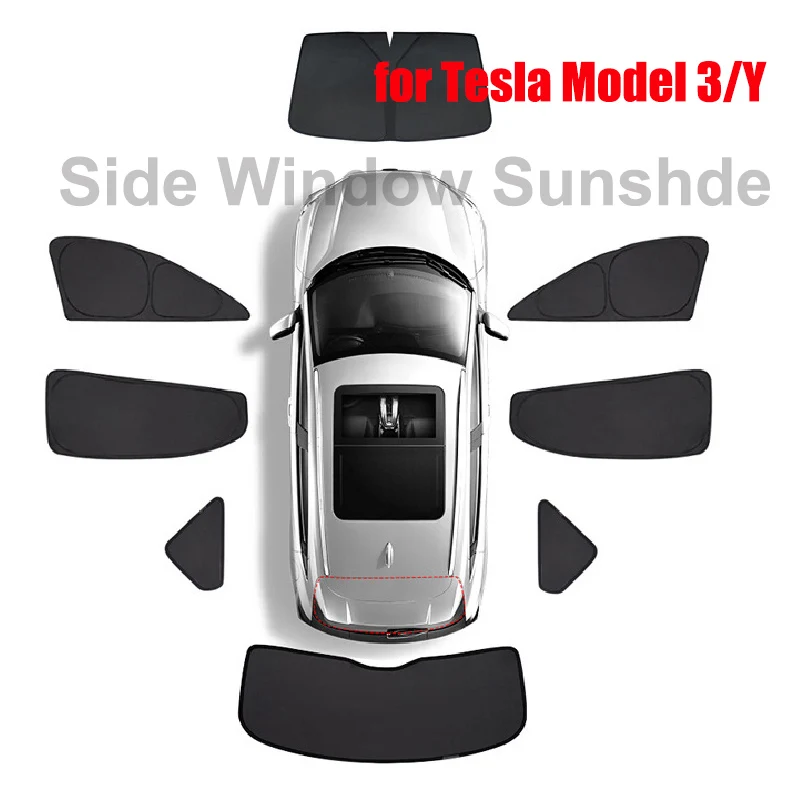 Car Sun Shade for Tesla Model 3 Y 2017-2024 Windshield Sunshade Cover Protector Front Side Window Privacy Blind Shading Kids