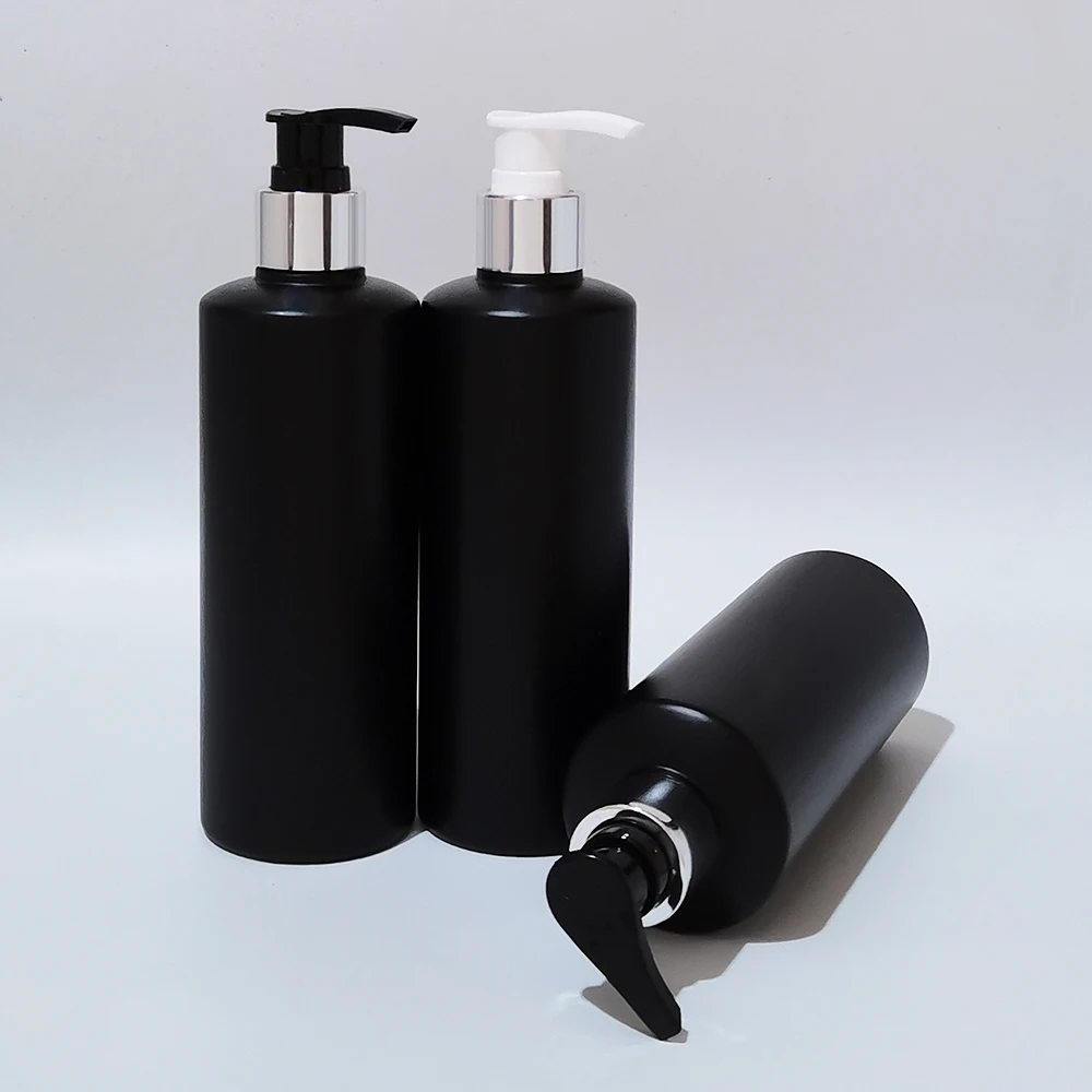 

300 мл пустая Серебряная лосьон насос черные бутылки, шампунь контейнер для геля с диспенсером шампуня жидкого мыла HDPE косметическая упаковка