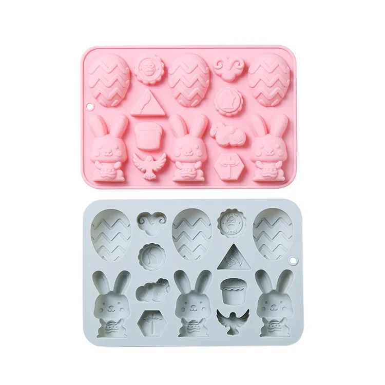 3D Easter Silicone Mold Rabbit Colored Egg Chocolate Cake Mold Holiday Animal Decoration Baking Tools Soap Molds for Soap Making