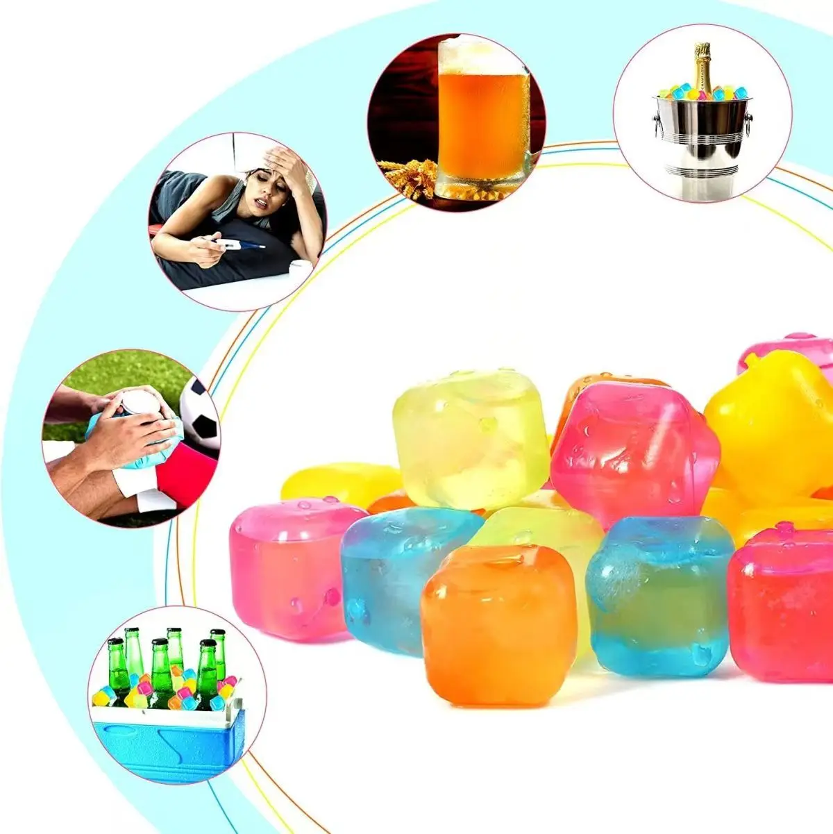 Plastic Ice Cubes 12PCS Freeze Various Shapes Summer Freeze Ice Grains Bar