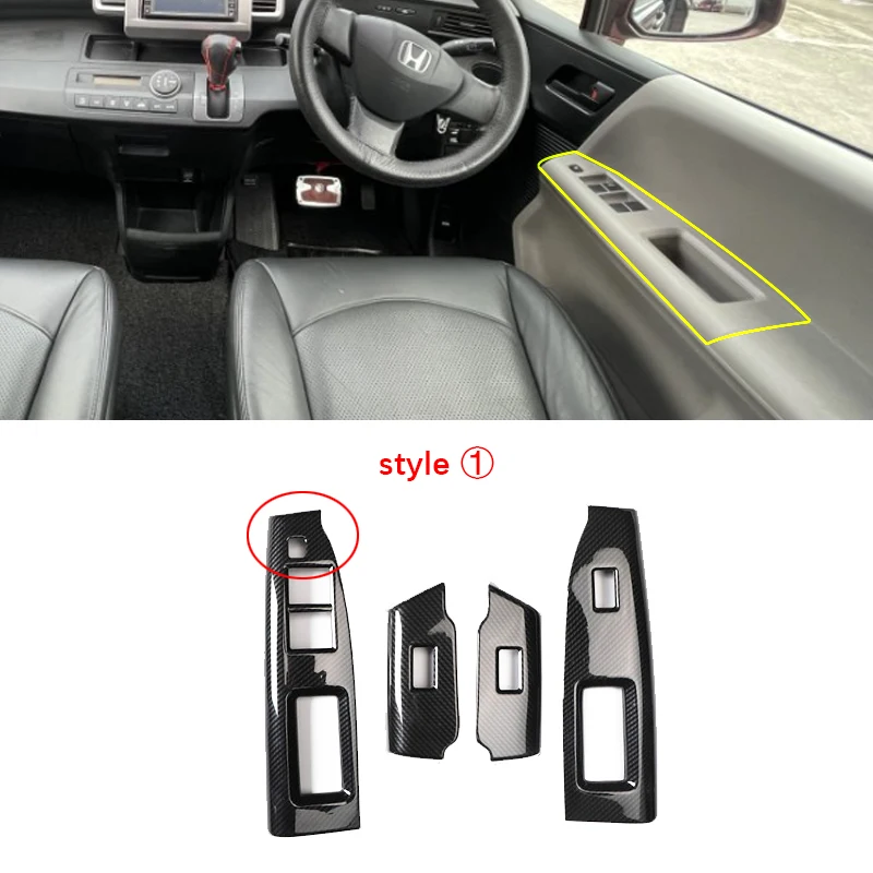 Für Honda Freed GB3 2008-2015 Carbon Faser Mittelkonsole Abdeckung Innen Getriebe Power Fenster Schalter Spiegel Trim Modifizierte teile – Detail 6