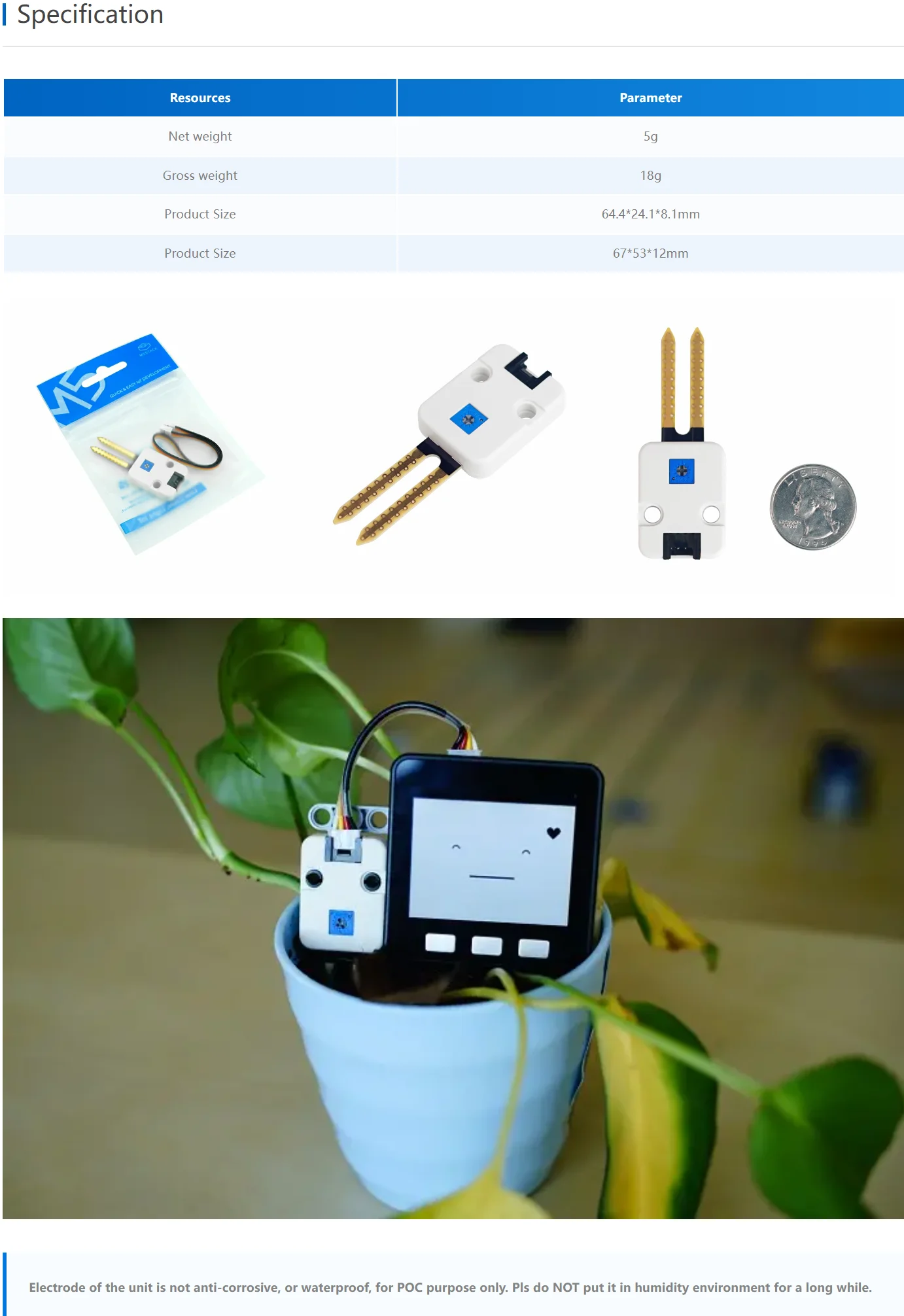 Official Earth Moisture Sensor Unit Analog and Digital Output