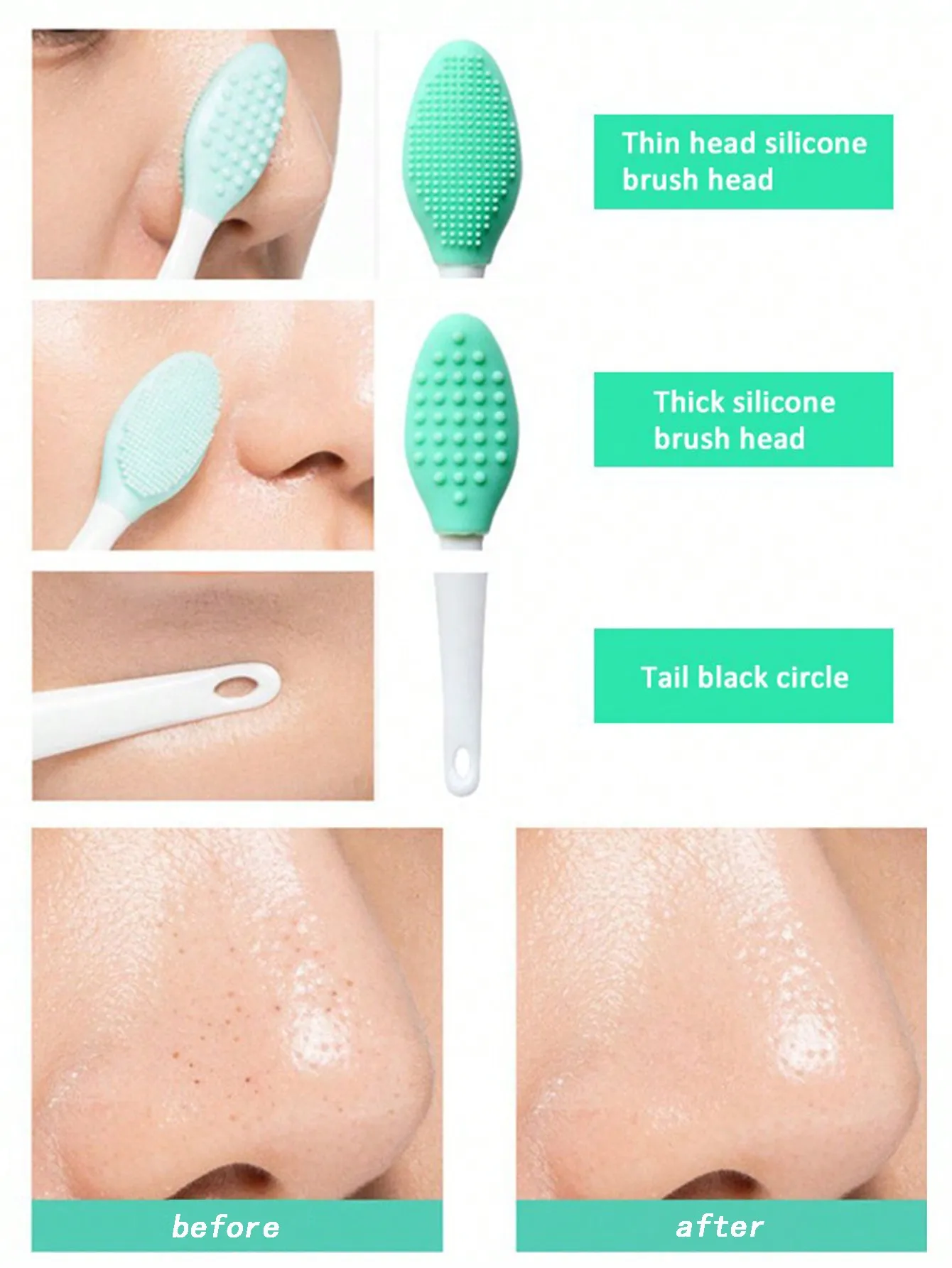 1Pc Beauty Skin Care Wash Face Silicone Brush Nose Exfoliating Clean Blackhead Removal Brush Multifunctional Deep Skin Care Tool