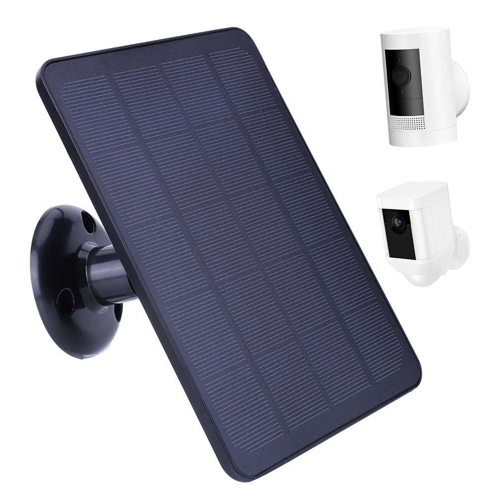 4W 5V Solar Panel Adjustable Wall Mount Bracket Solar Panel Charger with 9.8FT Charging Cable for Ring Stick Up&Spotlight Cam