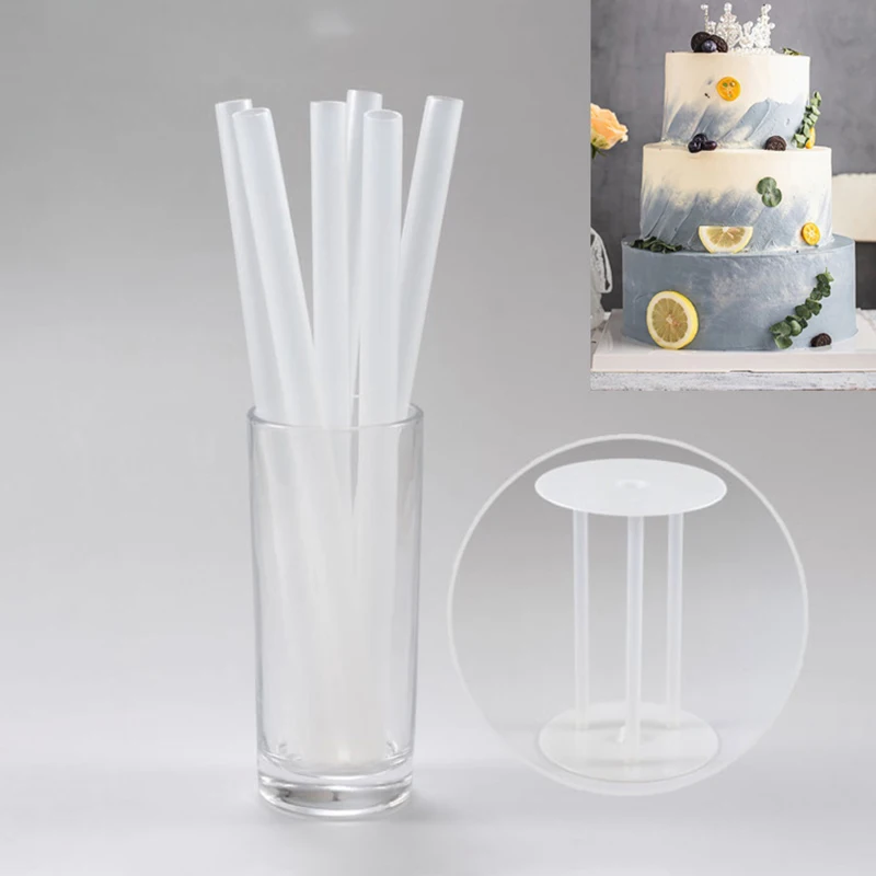10Pcs Reusable Cake Dowels White Plastic Cake Support Rods Round Stacking Cakes Straws Baking Supplies DIY Decor Tool 24/30cm