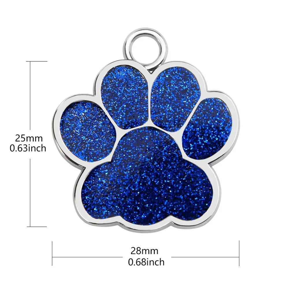 Pet ID Tags Dog Cat Tags Engraved Collar Tag Pendant Paw Glitter Accessories