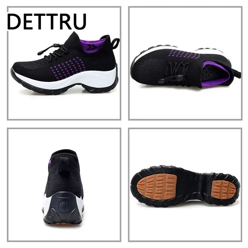 Women's walking shoes Fashion Sock Sneakers Breathe Comfortable Nursing Shoes Casual Platform Loafers Non-Slip
