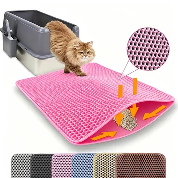 Premium Non-Slip Cat Litter Mat with Double Layer Design