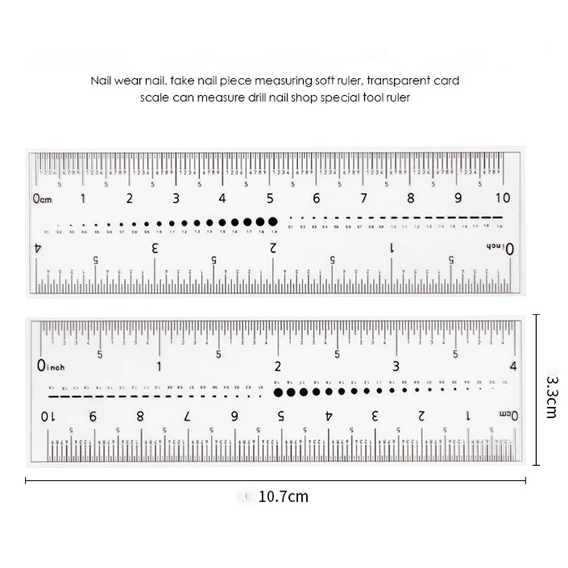 Manicure PVC Clear Soft Ruler Transparent Card Scale Can Measure Drill Nail Shop Special Tool Ruler