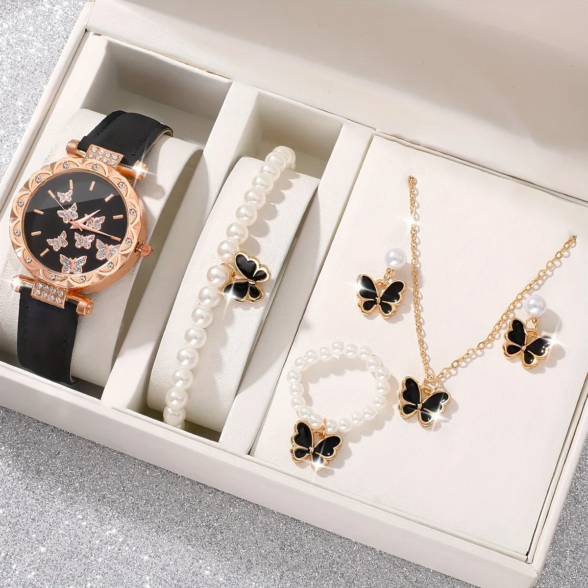 1 set of new fashionable and trendy women's quartz watch set, the best choice for gift giving to the gentle one