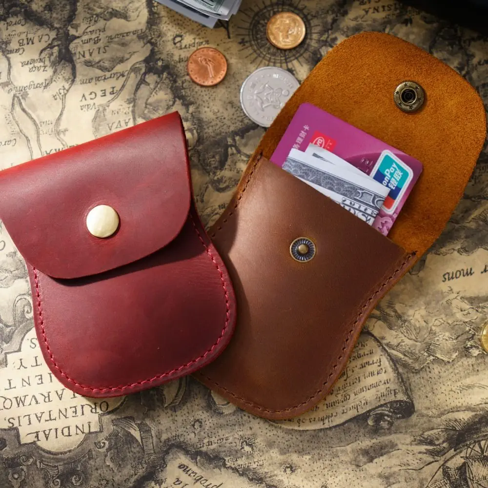 Genuine Cowhide Brown Coin Pouch Leather Handmade in USA - Optional Personalized Monogram